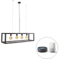 QAZQA Smart pendellampe sort 4-lys inkl. Wifi G95 - Big Cage