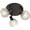 QAZQA Design spotlight sort med røykglass 3-lys rund - Chico