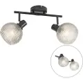 QAZQA Design spotlampe sort med røykglass 2-lys - Chico