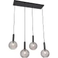 QAZQA Design pendellampe sort med røykglass 4-lys - Chico