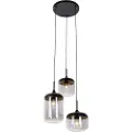 QAZQA Hengende lampe sort med gull og røykglass 3-lys rund - Kyan