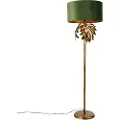 QAZQA Gulvlampe i vintage-stil antikkgull med grønn skjerm - Linden