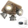 QAZQA Smart taklampe stål med tre inkl. 4 WiFi GU10 - Emado