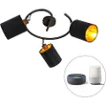 QAZQA Smart moderne taklampe sort inkl. 3 WiFi B35 - Lofty