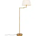 QAZQA Gulvlampe bronse med hvit plissèskjerm og justerbar arm - Ladas Deluxe