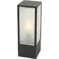 QAZQA Stående utendørslampe sort med ribbet glass 40 cm IP44 - Charlois