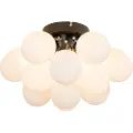 QAZQA Art Deco taklampe svart med opalglass 3-lys - Uvas
