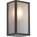 QAZQA Utendørs vegglampe svart med ribbet glass IP44 - Charlois