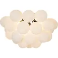 QAZQA Art Deco taklampe sort med opalglass 6-lys - Uvas