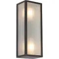 QAZQA Utendørs vegglampe sort med rillet glass 2-lys IP44 - Charlois