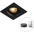 QAZQA Smart innfelt spotlight sort kvadratisk inkl. Wifi GU10 - Chuck