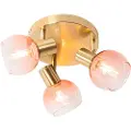 QAZQA Art Deco takspot gull med rosa glass 3-lys - Vidro