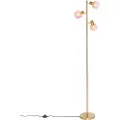 QAZQA Art Deco gulvlampe gull med rosa glass 3-lys - Vidro