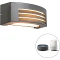 QAZQA Smart vegglampe antrasitt IP44 inkl. Wifi P45 - Hurricane 1