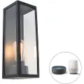 QAZQA Smart utendørs vegglampe svart med glass inkl. WiFi ST64 - Rotterdam Long