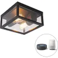 QAZQA Smart taklampe sort IP44 2-lys inkl. WiFi ST64 - Charlois