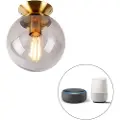 QAZQA Smart taklampe messing med røykglass inkl. Wifi ST64 - Pallon