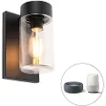 QAZQA Smart vegglampe for utendørs bruk svart IP44 inkl. Wifi ST64 - Jarra