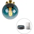 QAZQA Smart taklampe messing med havblå glass inkludert Wifi ST64 - Pallon