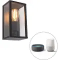 QAZQA Smart vegglampe sort 26 cm IP44 inkl. Wifi ST64 - Charlois