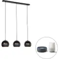 QAZQA Smart pendellampe svart med gull innside 3-lys inkl. Wifi ST64 - Buell