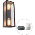 QAZQA Smart vegglampe svart 38 cm 2-lys IP44 inkl. Wifi ST64 - Charlois