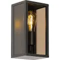 QAZQA Utendørs vegglampe sort med røykglass 26 cm IP44 - Charlois