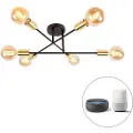 QAZQA Smart taklampe svart med gull 6-lys inkl. Wifi G95 - Sydney