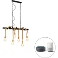 QAZQA Smart pendellampe sort 6-lys inkl. Wifi G95 - Plural