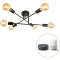 QAZQA Smart taklampe sort 6-lys inkl. Wifi G95 - Sydney