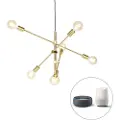 QAZQA Smart pendellampe messing 6-lys inkl. Wifi G95 - Sydney