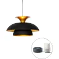 QAZQA Smart pendellampe svart med gull inkl. Wifi G95 - Titus