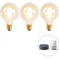 Calex Sett med 3 smarte E27 dimmer til varm LED-pærer G95 Goldline 7W 806lm 1800K - 3000K