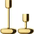 Iittala Nappula lysestaker 107mm +183 mm messing 2 stk.