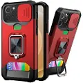 Mtp Products Multifunksjonell 4-i-1 iPhone 12/12 Pro Hybrid-deksel - Rød