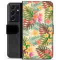 Mtp Products Samsung Galaxy S21 Ultra 5G Premium Lommebok-deksel - Rosa Blomster