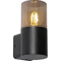 QAZQA Moderne utendørs vegglampe sort med røykskjær IP44 - Odense