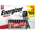 Energizer MAX AAA, Engangsbatteri, AAA, Alkalinsk, 1,5 V, 8 stykker, Cd (kadmium), Hg (kvikksølv)