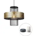 QAZQA Smart pendellampe gull med svart 50 cm inkl. Wifi G95 - Tess