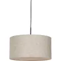 QAZQA Rustikk pendellampe svart med beige skjerm 50 cm - Combi 1