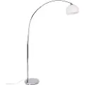 QAZQA Moderne bueformet lampe krom med hvit skjerm - Arc Basic