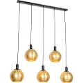 QAZQA Design pendellampe sort med gullglass 5-lys - Bert
