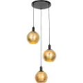 QAZQA Design pendellampe sort med gullglass 3-lys - Bert