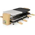 Princess Pure 8 Raclette non-stick belegg, 8 panner svart, stein, bambus (01.162955.01.001)