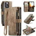 CASEME C30 Multifunksjonell iPhone 14 Pro Max Lommebok-deksel - Brun
