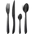 Amefa Lumino 1422 - 16 pcs Bestik sæt (Bright Black PVD – Black handle)