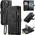CASEME C30 Multifunksjonell iPhone 14 Pro Lommebok-deksel - Svart