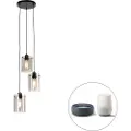 QAZQA Smart pendellampe sort med røykglass inkl. 3 Wifi ST64 - Dome
