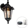 QAZQA Smart vegglampe utendørs svart IP44 inkl. Wifi ST64 - New Haven