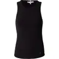 Tommy Hilfiger for woman. WW0WW38635 Black slim fit ribbed sleeveless T-shirt with ribbed sleeves (M), Casual, Cotton, Sleeveless / Straps